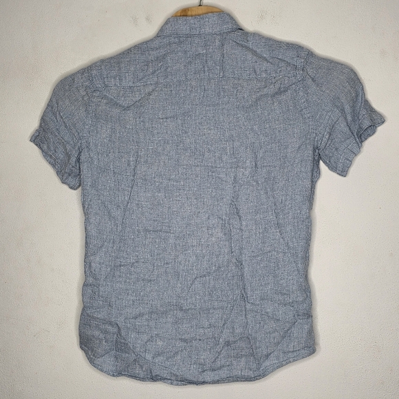Faherty 100% Linen Blue Short Sleeve Button Down Shirt Men's Small S - Picture 3 of 5